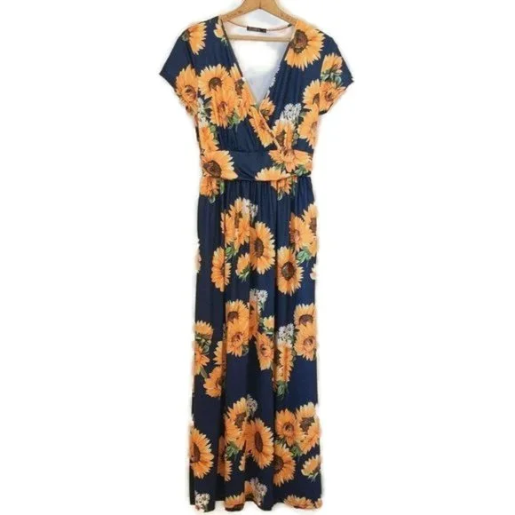 Ouges Women's Size M One Piece Sunflower Print Dress - Picture 1 of 12
